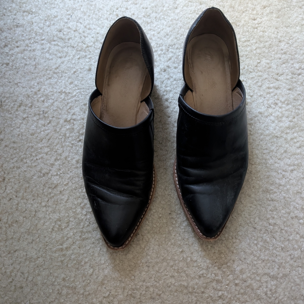 Madewell Black Leather Slip-On Shoes